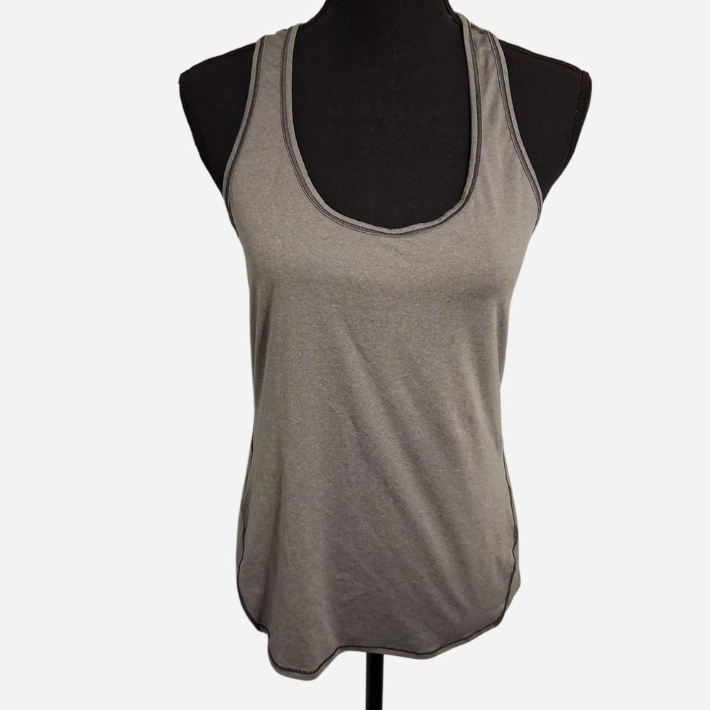 Womens Athleta Gray tank top with black trim basic tank workout gym wear